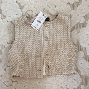Zara nwt tan medium cropped vest top